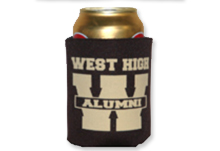 Brown Can Coozie with WHS Alumni Logo